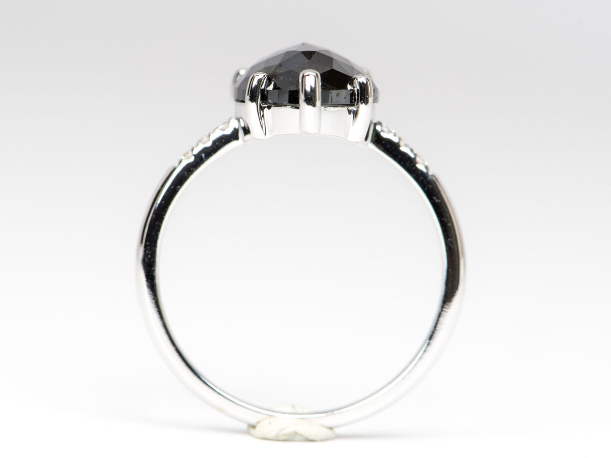 Statement 3.87ct Black Diamond Engagement Ring Pave Band 14K White Gold R6291 Aurora Designer