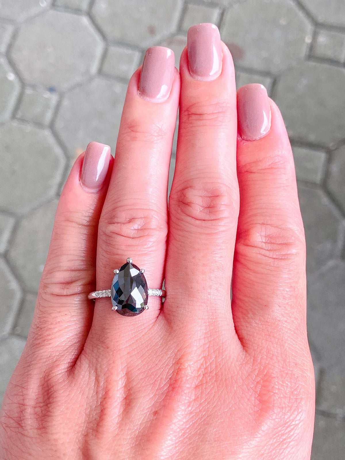 Statement 3.87ct Black Diamond Engagement Ring Pave Band 14K White Gold R6291 Aurora Designer
