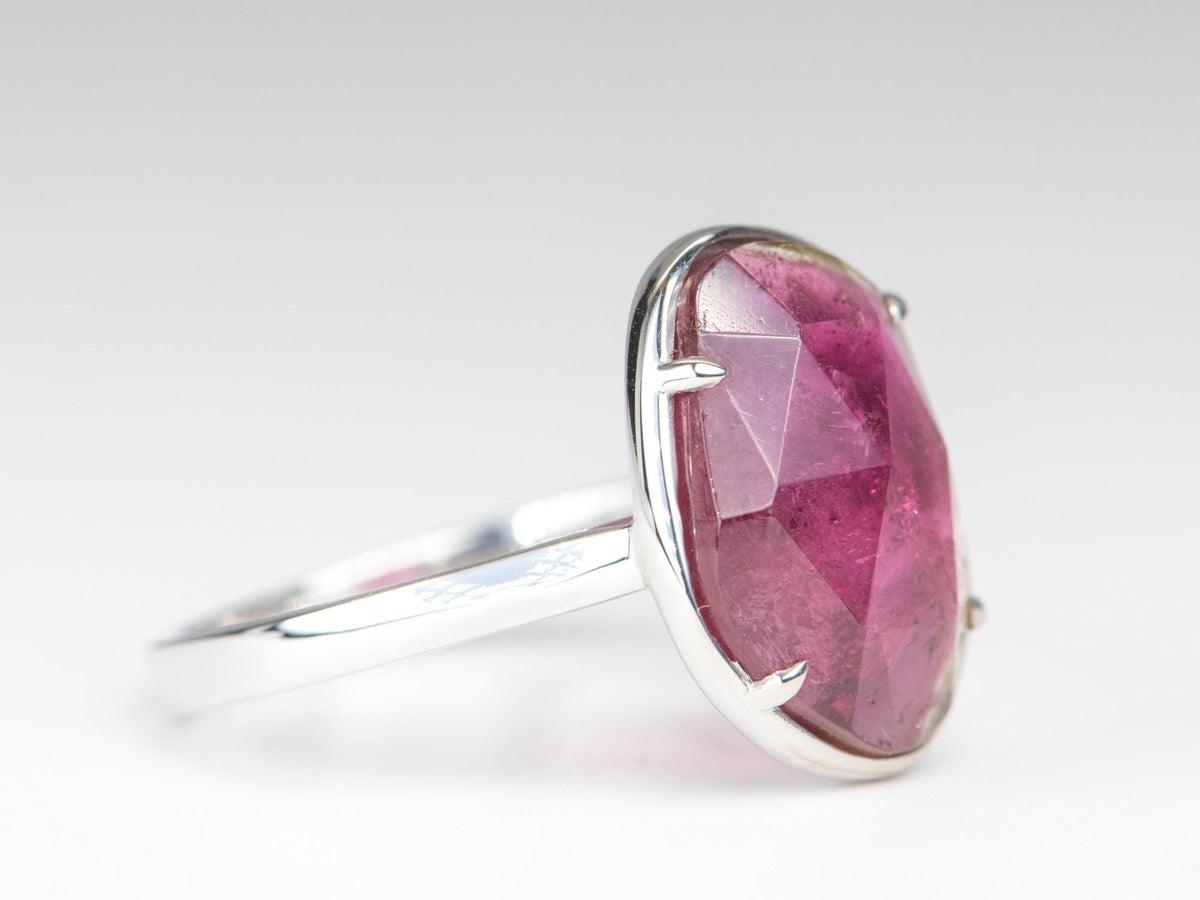 5.42ct Bi-Color Watermelon Tourmaline Stacking Ring 14K White Gold R6317 Aurora Designer