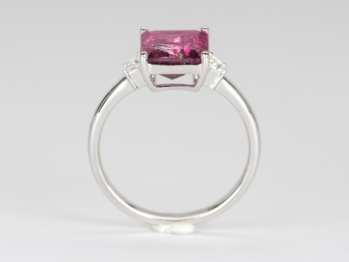 2.4ct Bi-Color Tourmaline with Moissanite Sides 14K White Gold Ring R6334 Aurora Designer
