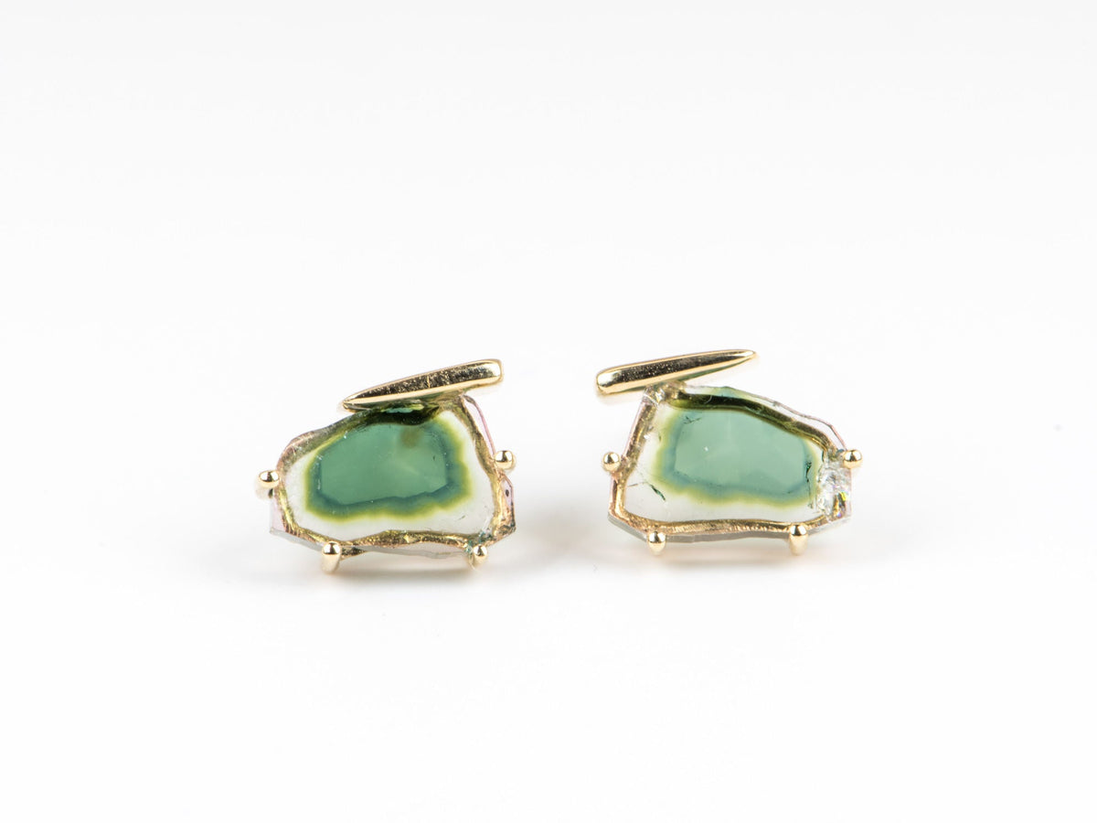 2.75ct Bi-Color Tourmaline Slice Butterfly Earrings 14K Gold R3037 Aurora Designer