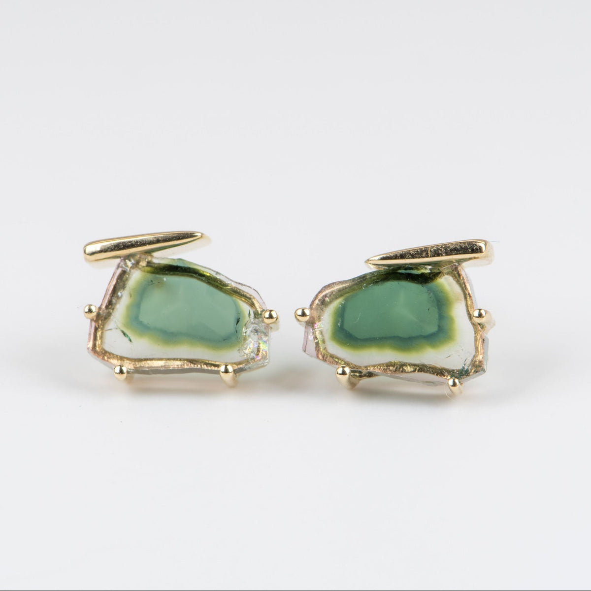 2.75ct Bi-Color Tourmaline Slice Butterfly Earrings 14K Gold R3037 Aurora Designer
