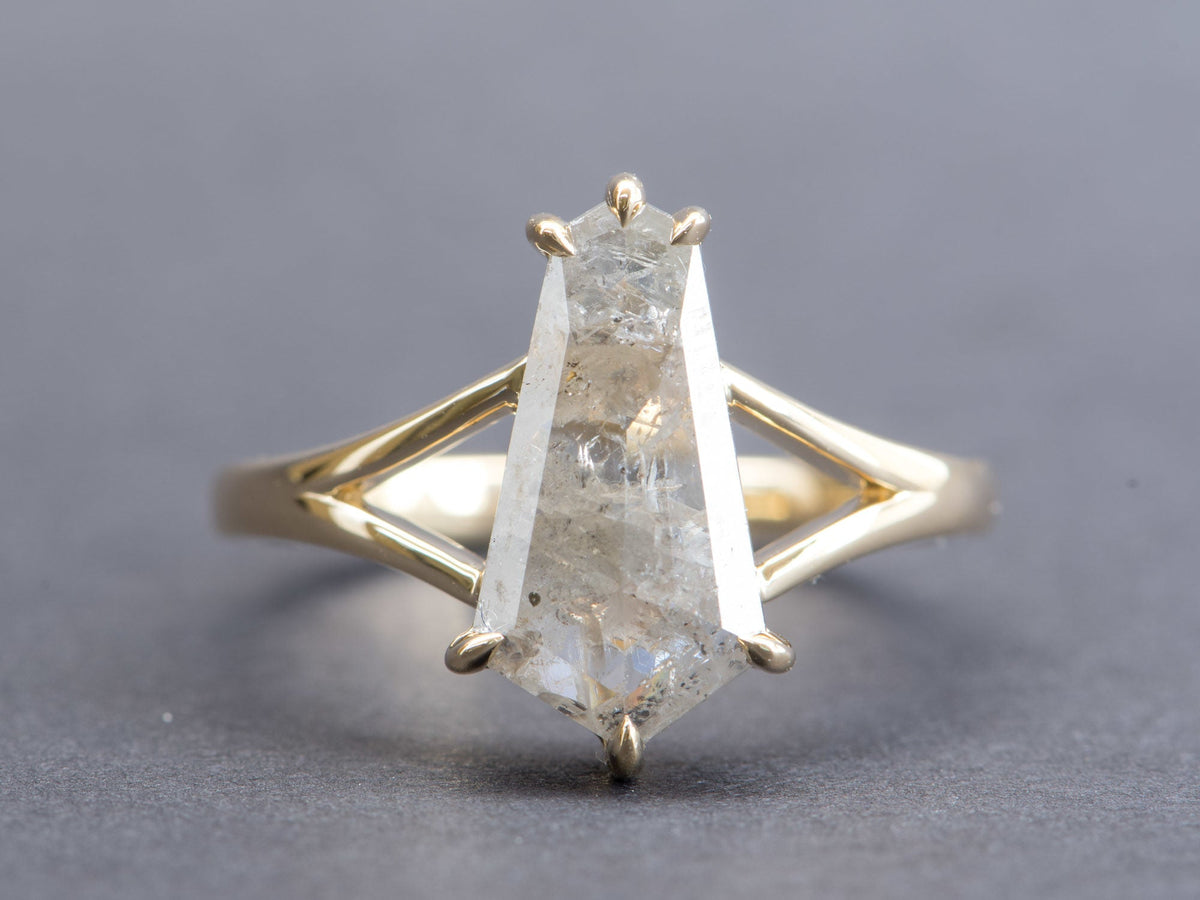 2.67ct Hexagon Salt and Pepper Diamond Ring on Split Band 14K Yellow Gold R6352 Aurora Designer