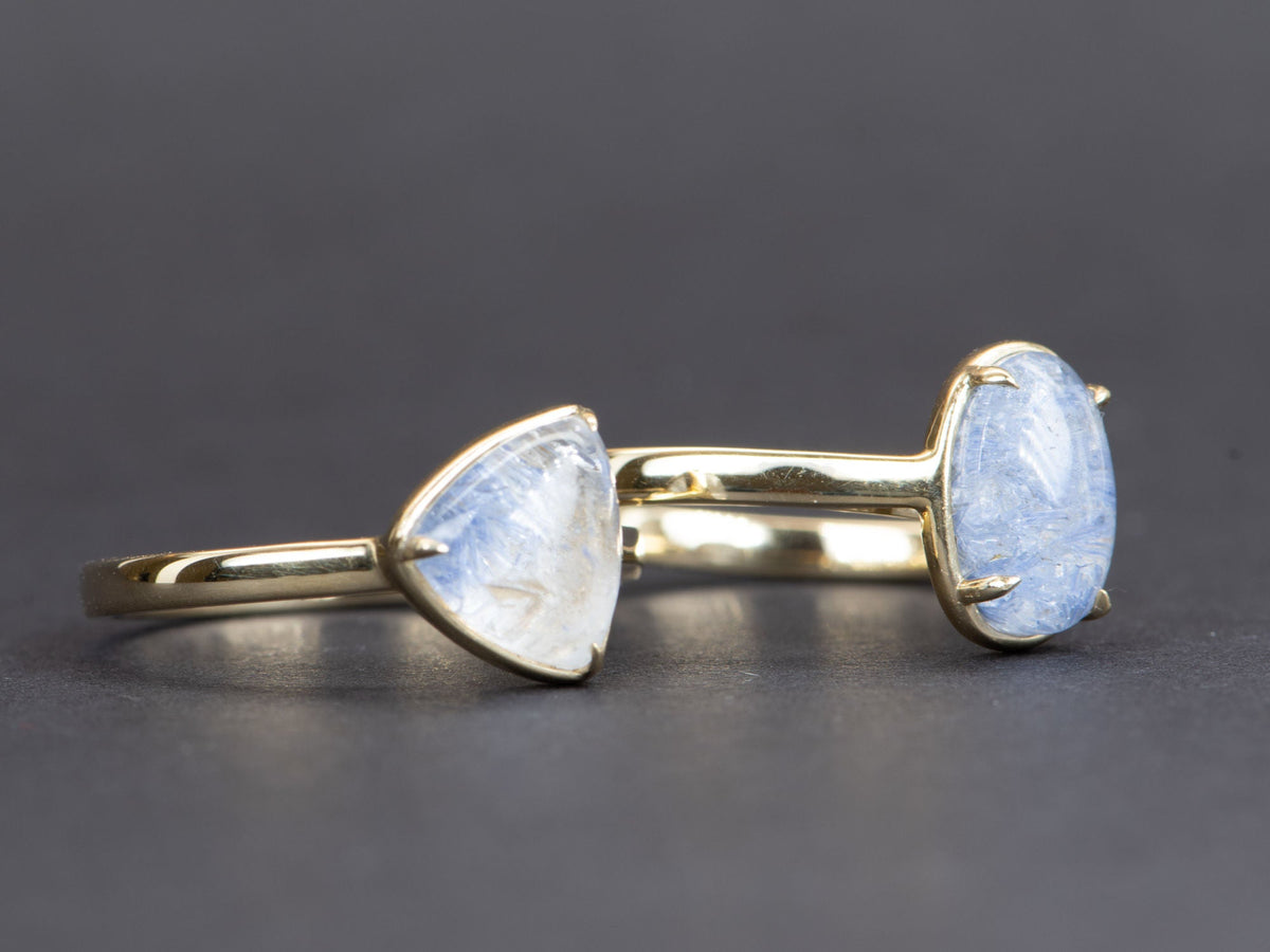 1.96ct Oval Blue Dumortierite Quartz 9K Gold Ring R6358-2 Aurora Designer