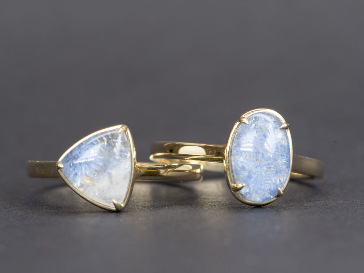 1.96ct Oval Blue Dumortierite Quartz 9K Gold Ring R6358-2 Aurora Designer