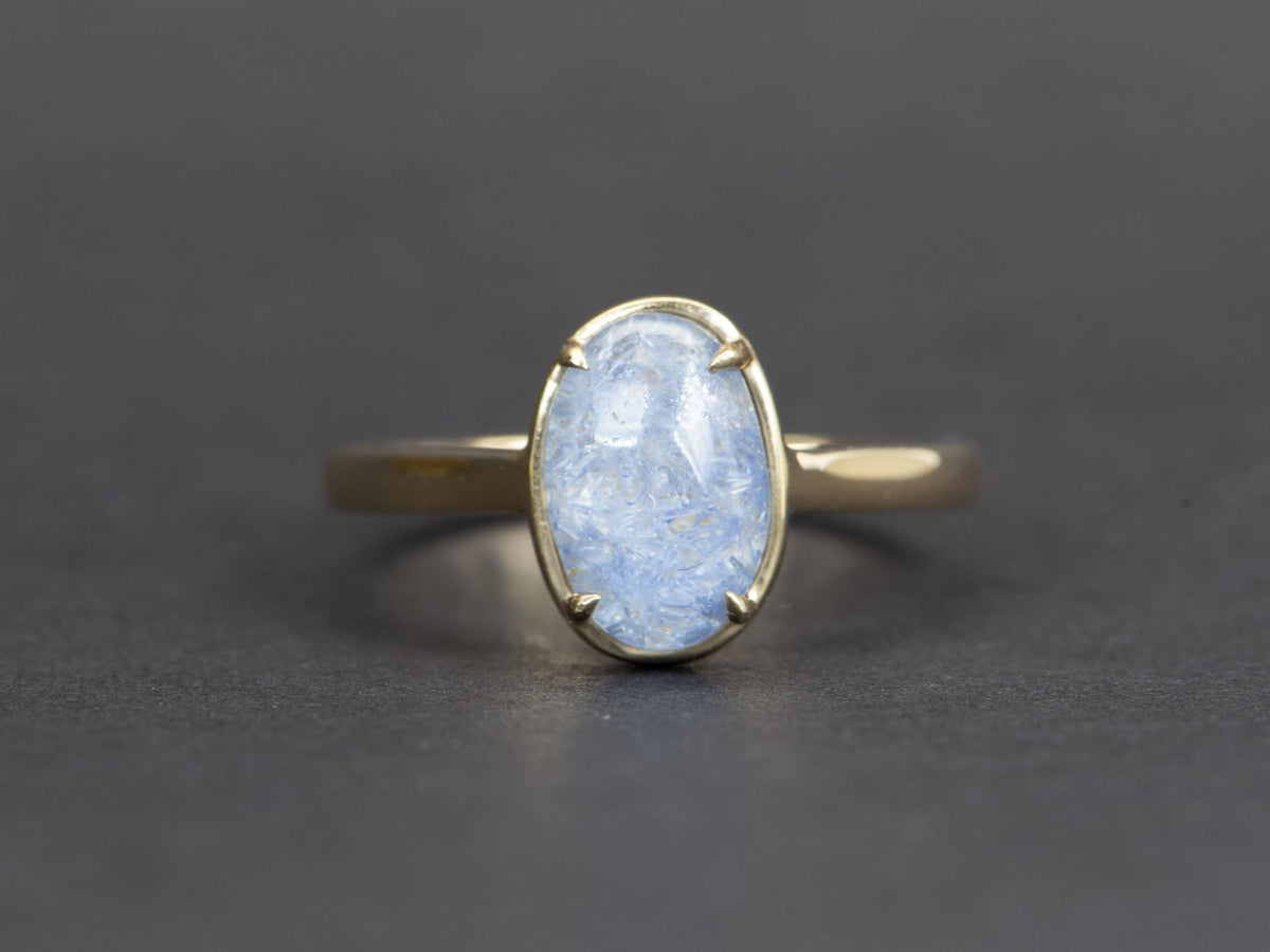 1.96ct Oval Blue Dumortierite Quartz 9K Gold Ring R6358-2 Aurora Designer