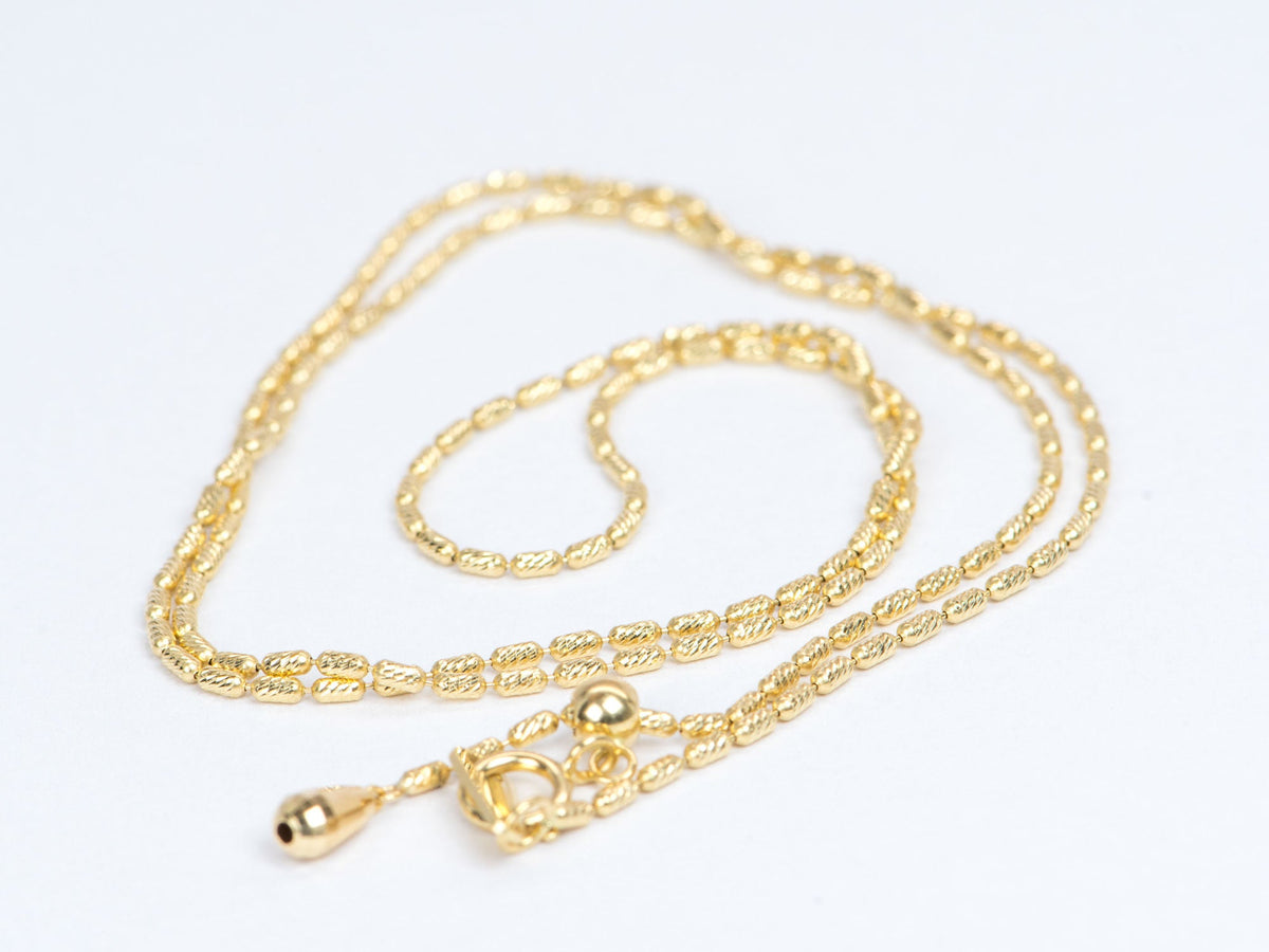 Adjustable Diamond Cut Long Bead Necklace Chain 18K Gold R4181 Aurora Designer