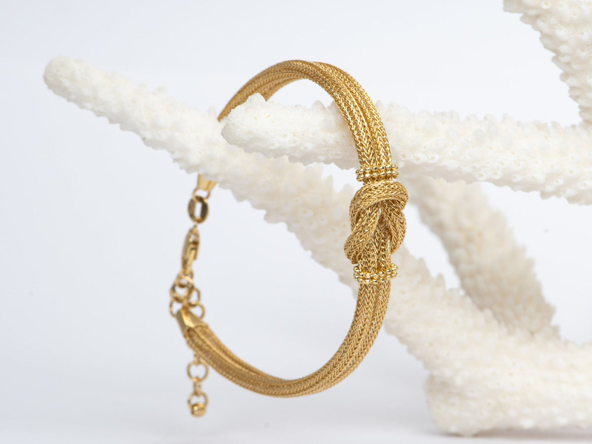 18K Gold Braided Woven Knot Bracelet 8.13g R2030 Aurora Designer