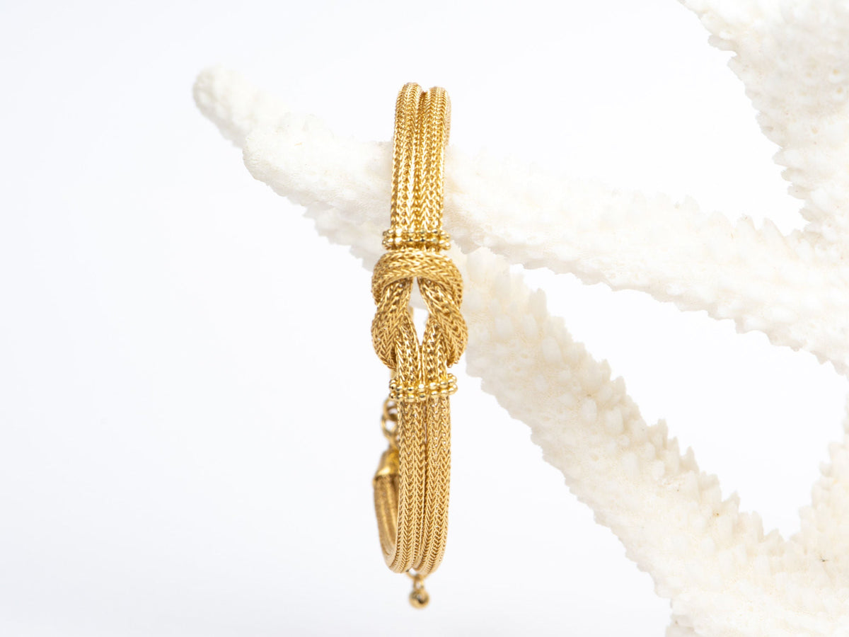18K Gold Braided Woven Knot Bracelet 8.13g R2030 Aurora Designer