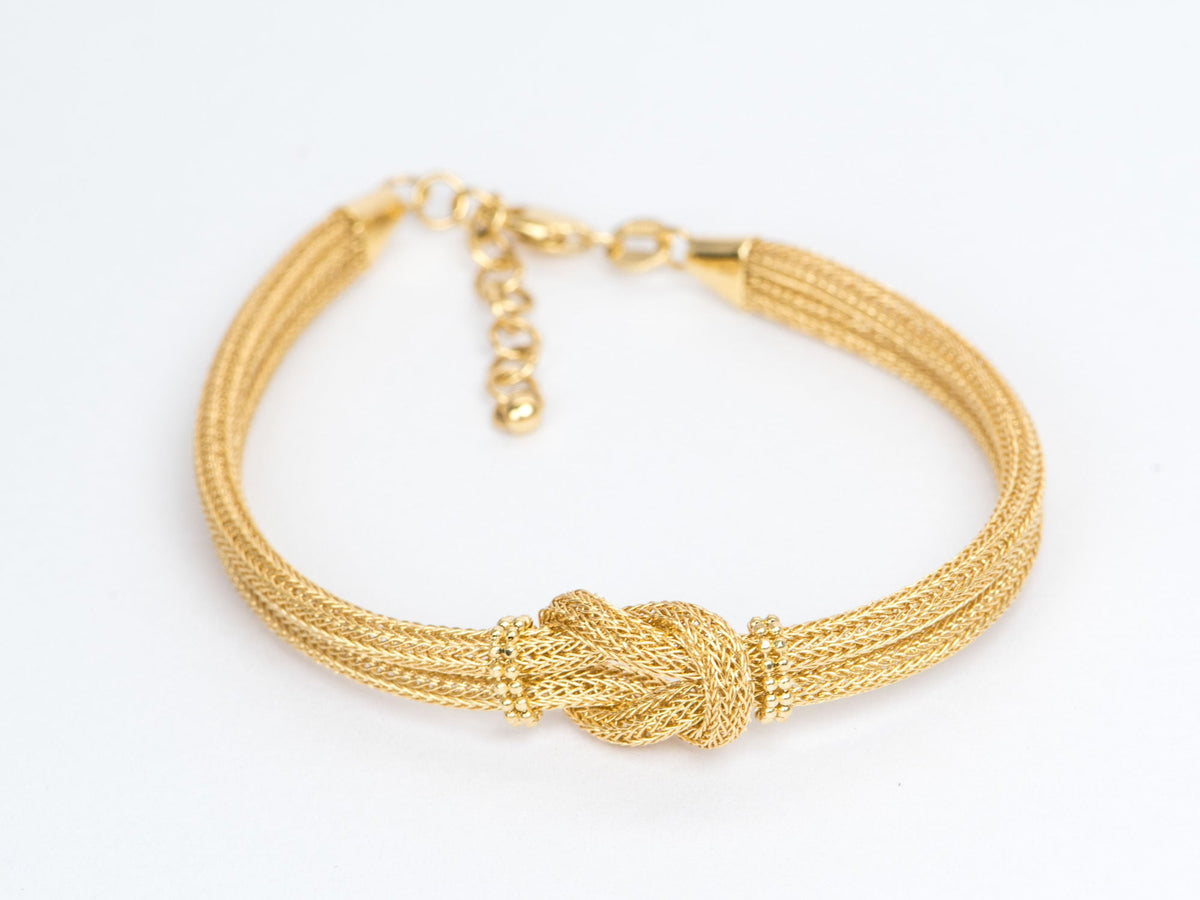 18K Gold Braided Woven Knot Bracelet 8.13g R2030 Aurora Designer
