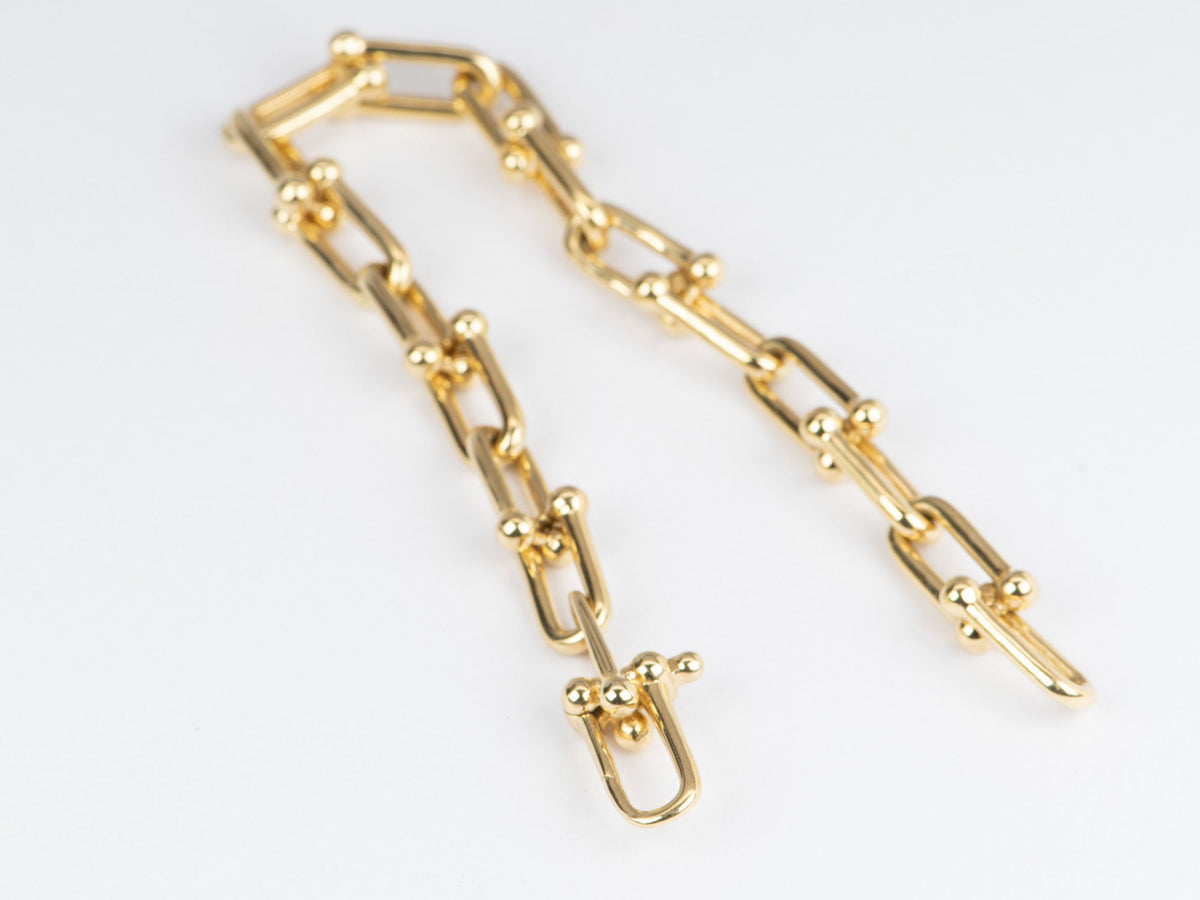 Horseshoe Link Bracelet Solid 18K Gold 10.67g R2033 Aurora Designer