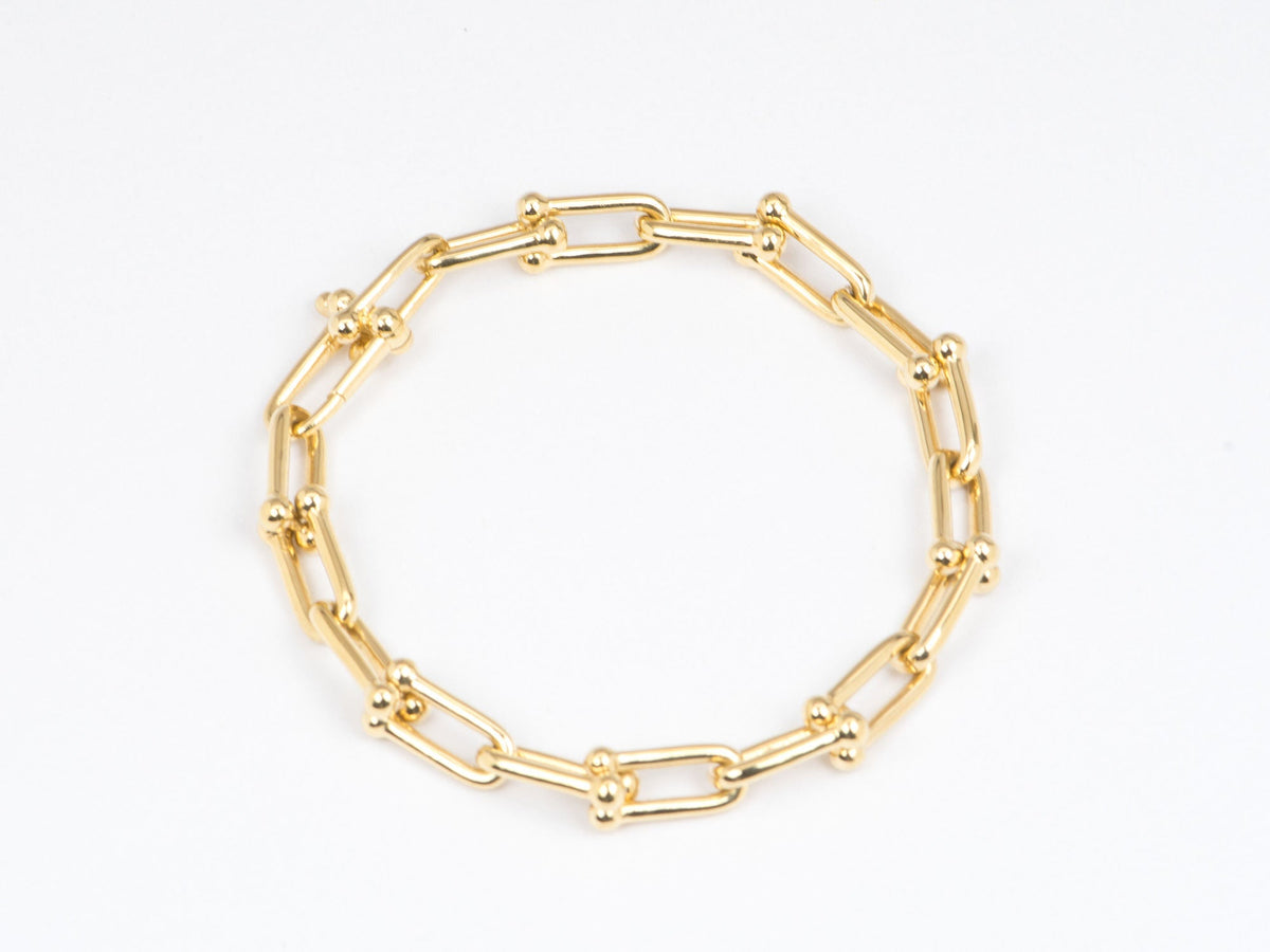 Horseshoe Link Bracelet Solid 18K Gold 10.67g R2033 Aurora Designer