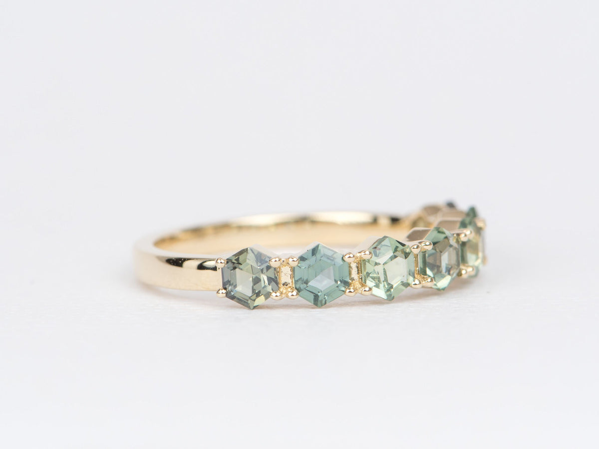 Hexagon Montana Sapphire 14K Yellow Gold Wedding Band R5035 Aurora Designer