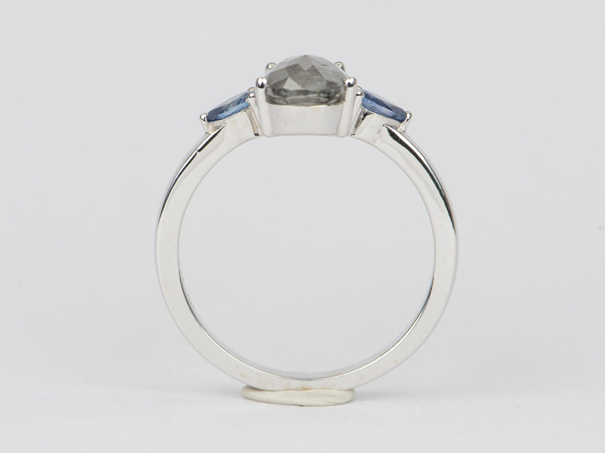1.86ct Diamond Montana Sapphire Engagement Ring 14K White Gold R6388 Aurora Designer