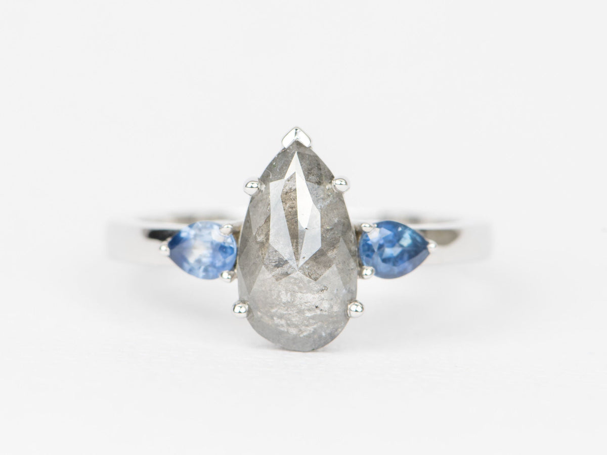 1.86ct Diamond Montana Sapphire Engagement Ring 14K White Gold R6388 Aurora Designer