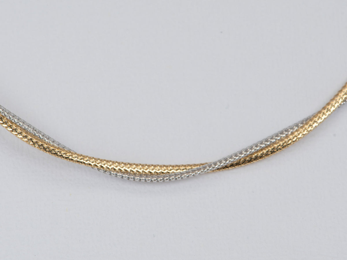 Dual Tone 18K Gold Woven Necklace R4212 Aurora Designer