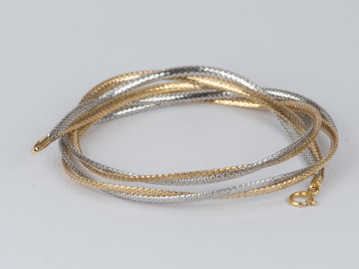 Dual Tone 18K Gold Woven Necklace R4212 Aurora Designer