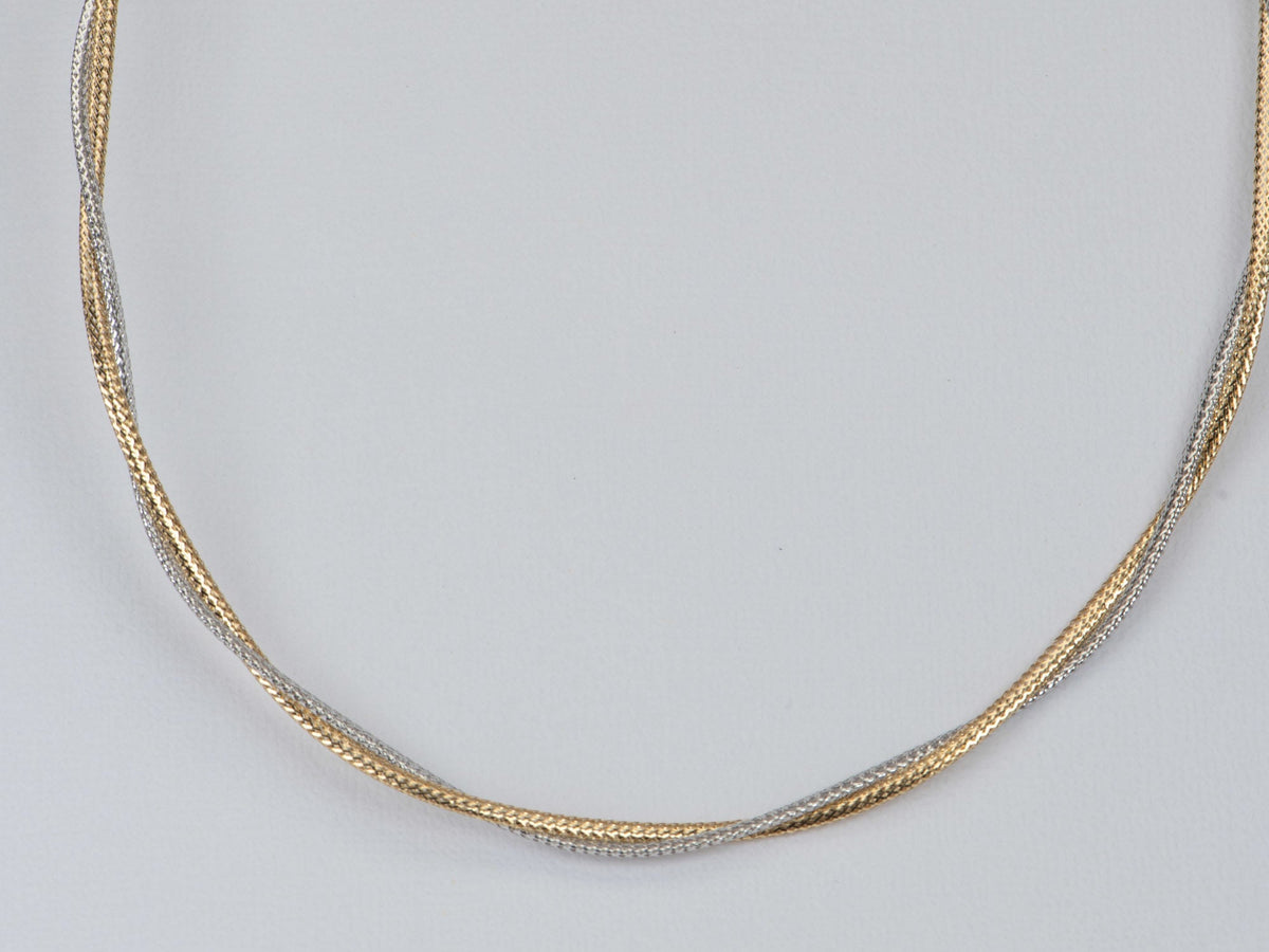 Dual Tone 18K Gold Woven Necklace R4212 Aurora Designer