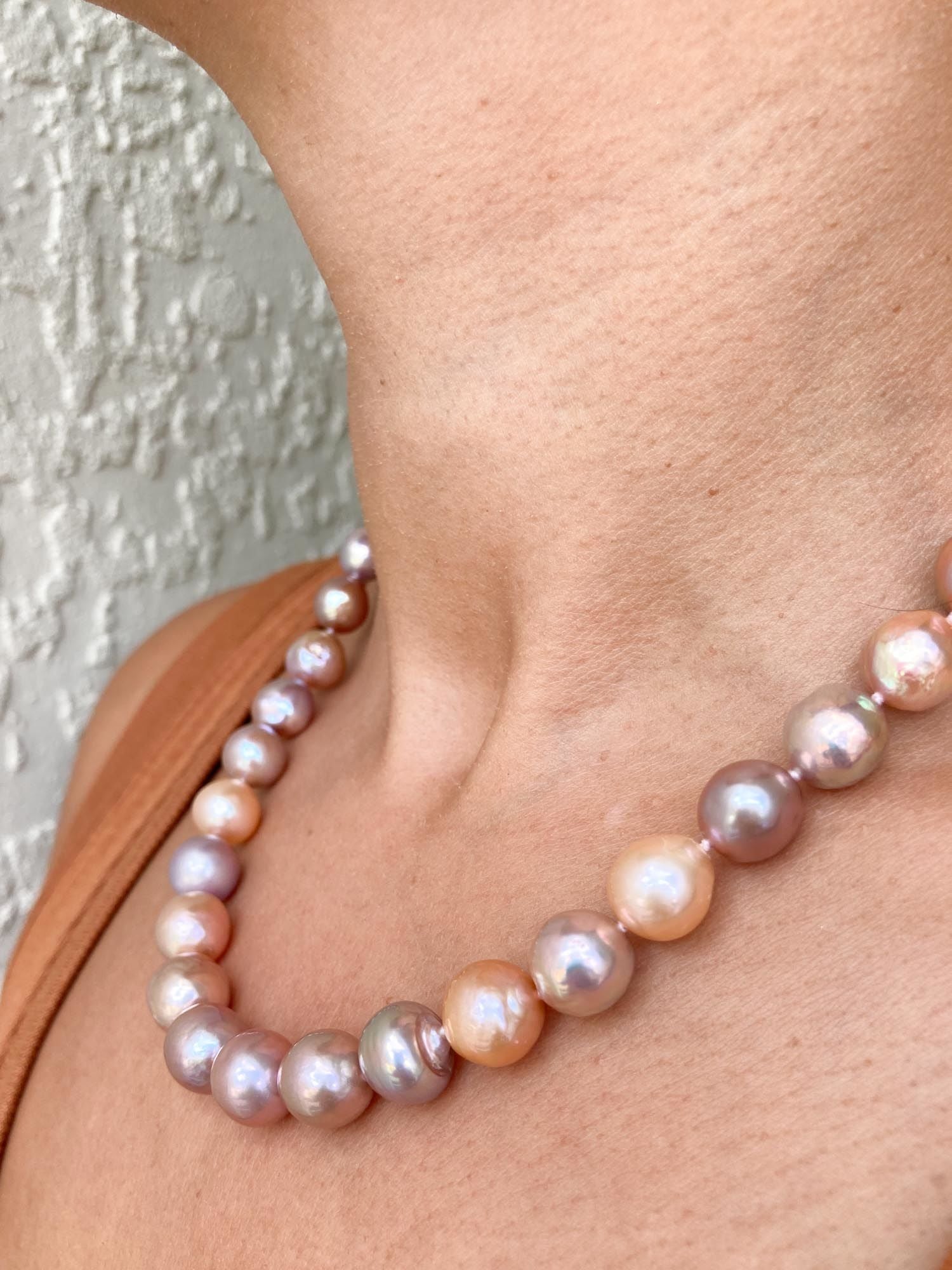 Statement Twin White Baroque Pearl Necklace | Unique Rose Gold Jewelry