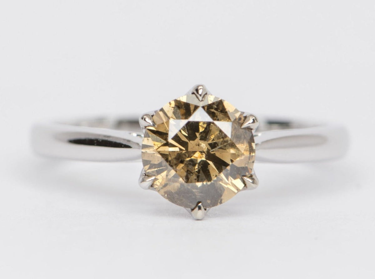 1.31ct Natural Fancy Color Diamond Engagement Ring 14K White Gold R6391 Aurora Designer