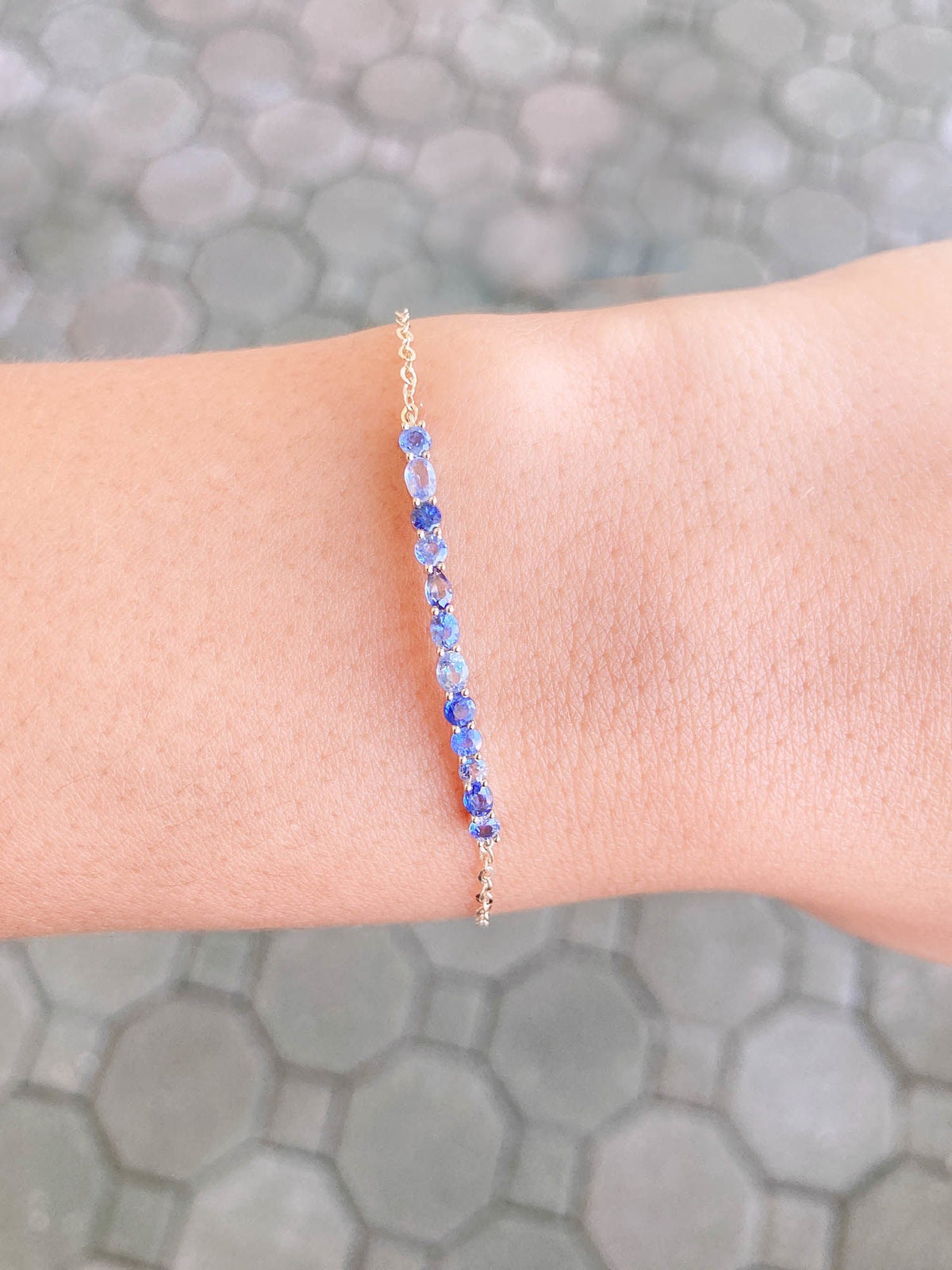 Morse Code LOVE Mixed Sapphire Bracelet 14K Gold R2038 Aurora Designer