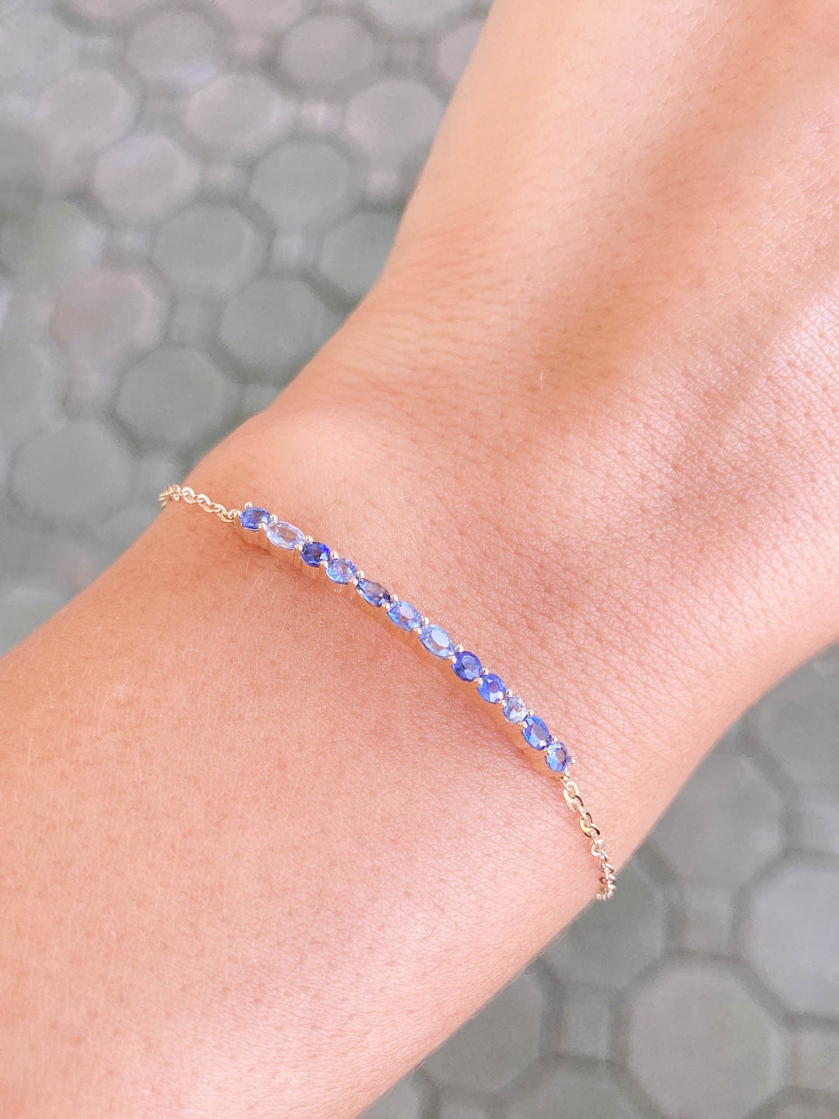 Morse Code LOVE Mixed Sapphire Bracelet 14K Gold R2038 Aurora Designer