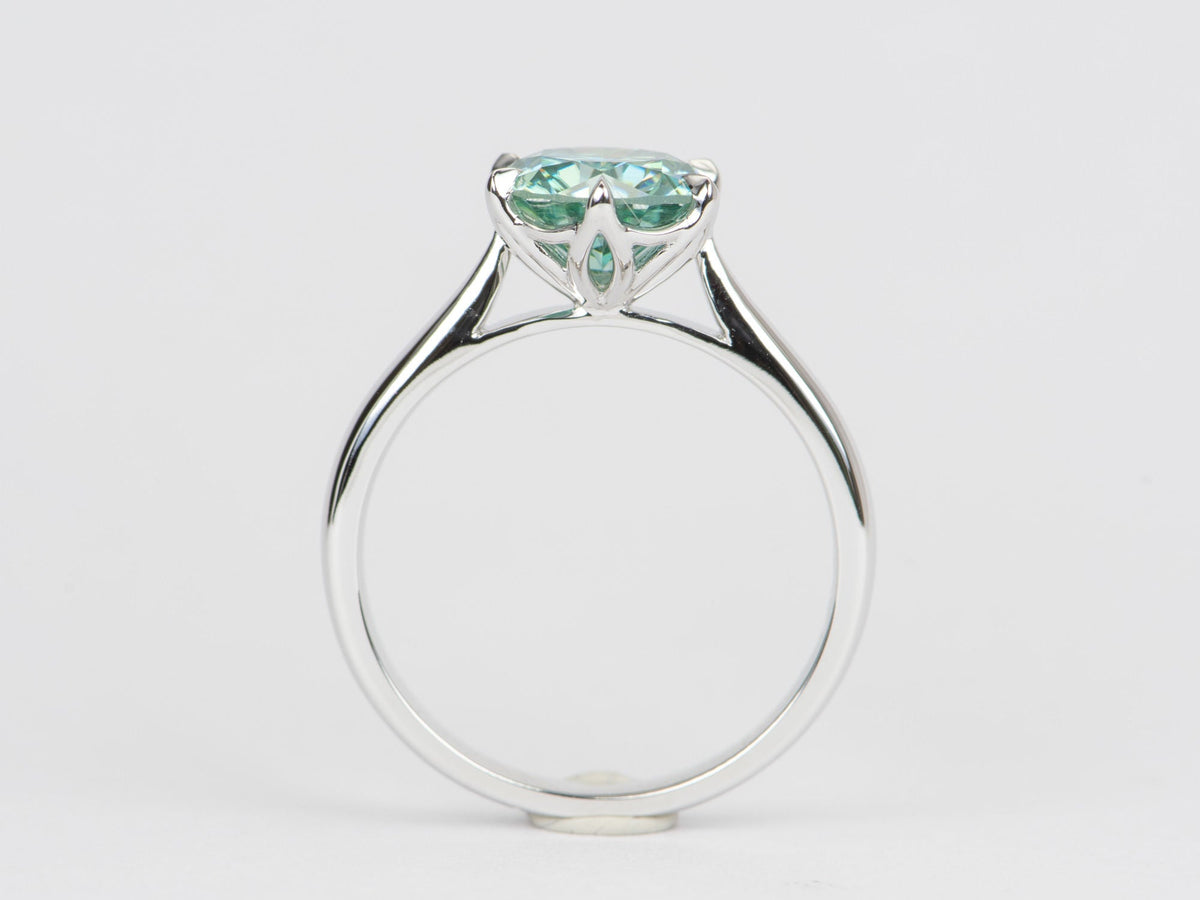 1.93ct Green Moissanite Classic 6-Prong Engagement Ring 14K White Gold R6398 Aurora Designer