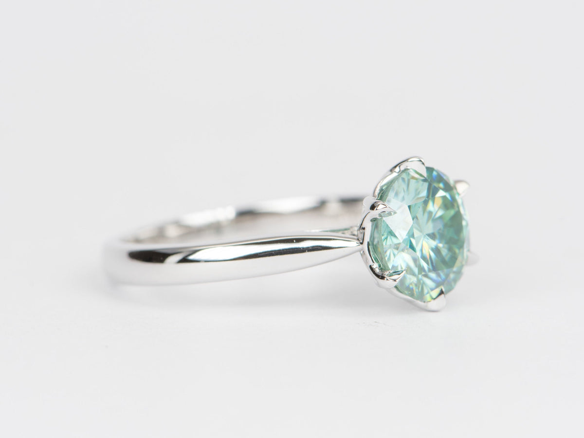 1.93ct Green Moissanite Classic 6-Prong Engagement Ring 14K White Gold R6398 Aurora Designer