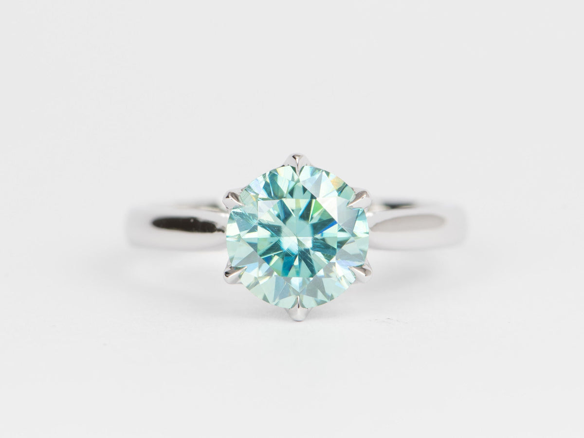 1.93ct Green Moissanite Classic 6-Prong Engagement Ring 14K White Gold R6398 Aurora Designer