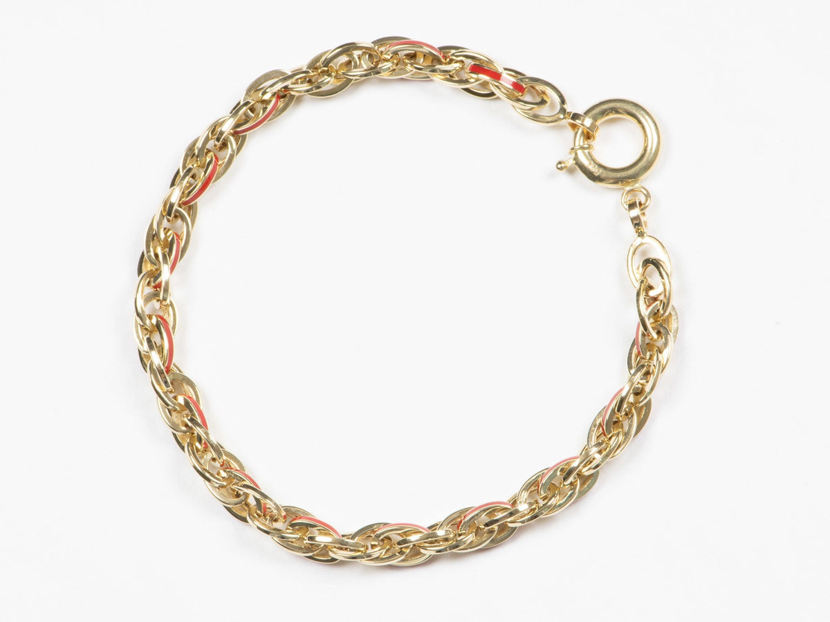 Mixed Link Bracelet with Bright Enamel 14K Gold 7.48-7.69g R2059 Aurora Designer
