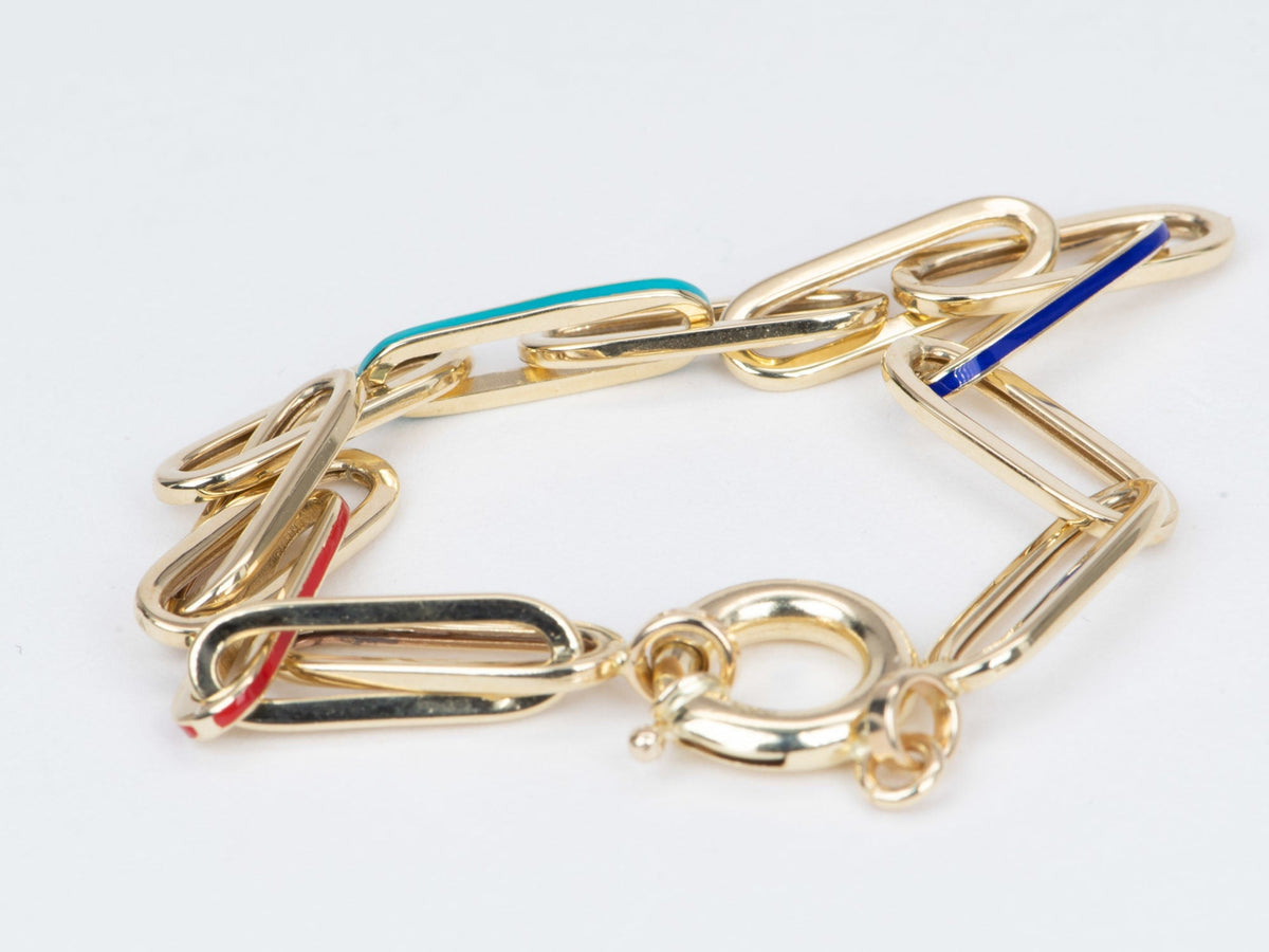 Paperlink Bracelet with Mixed Enamel 14K Gold 4.48-4.73g R2061 Aurora Designer