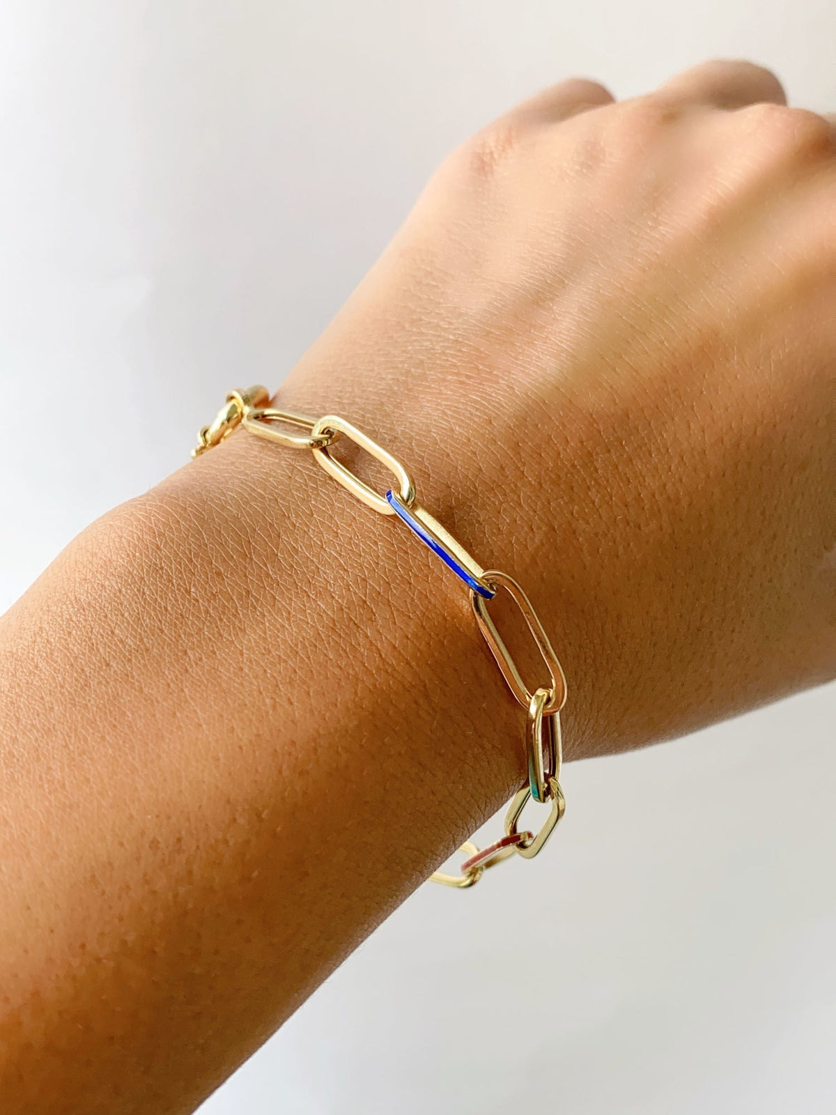 Paperlink Bracelet with Mixed Enamel 14K Gold 4.48-4.73g R2061 Aurora Designer