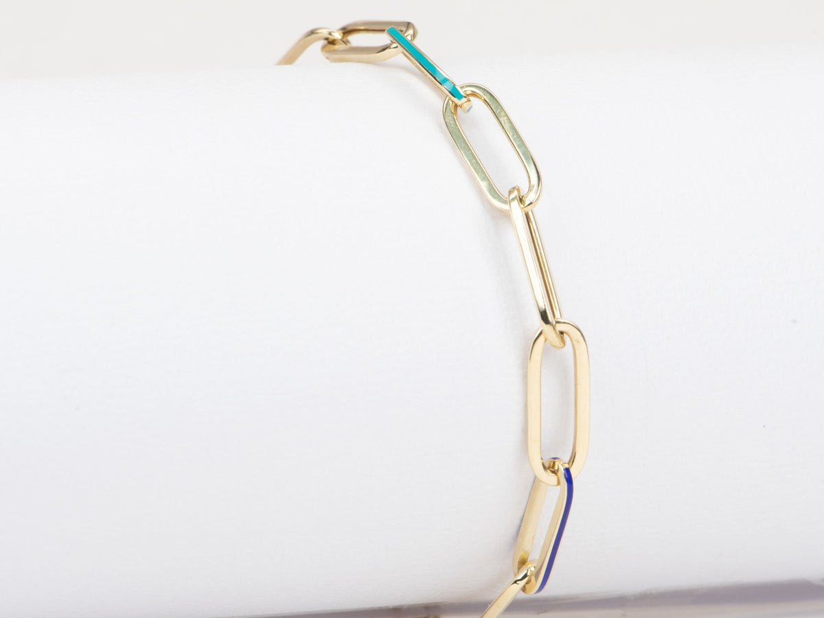Paperlink Bracelet with Mixed Enamel 14K Gold 4.48-4.73g R2061 Aurora Designer