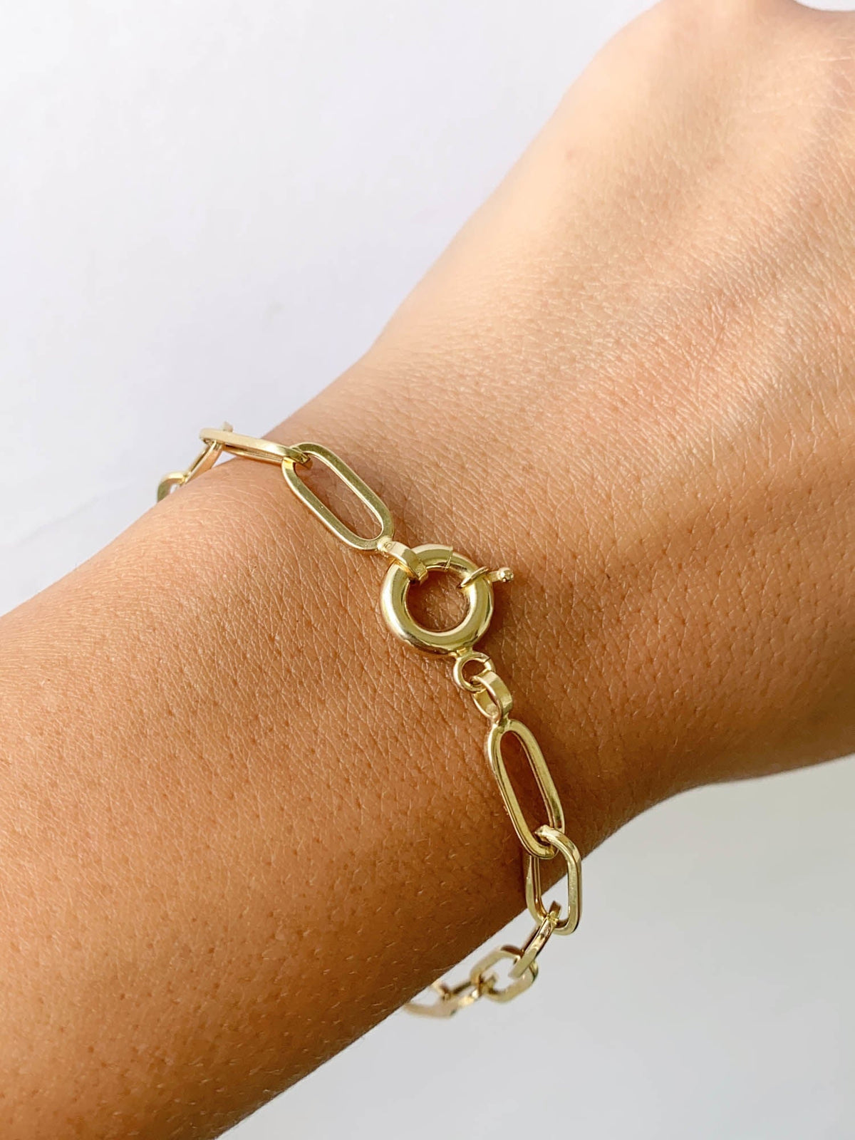Paperlink Bracelet with Turquoise Enamel Mariner Link 14K Gold 4-4.09g R2062 Aurora Designer