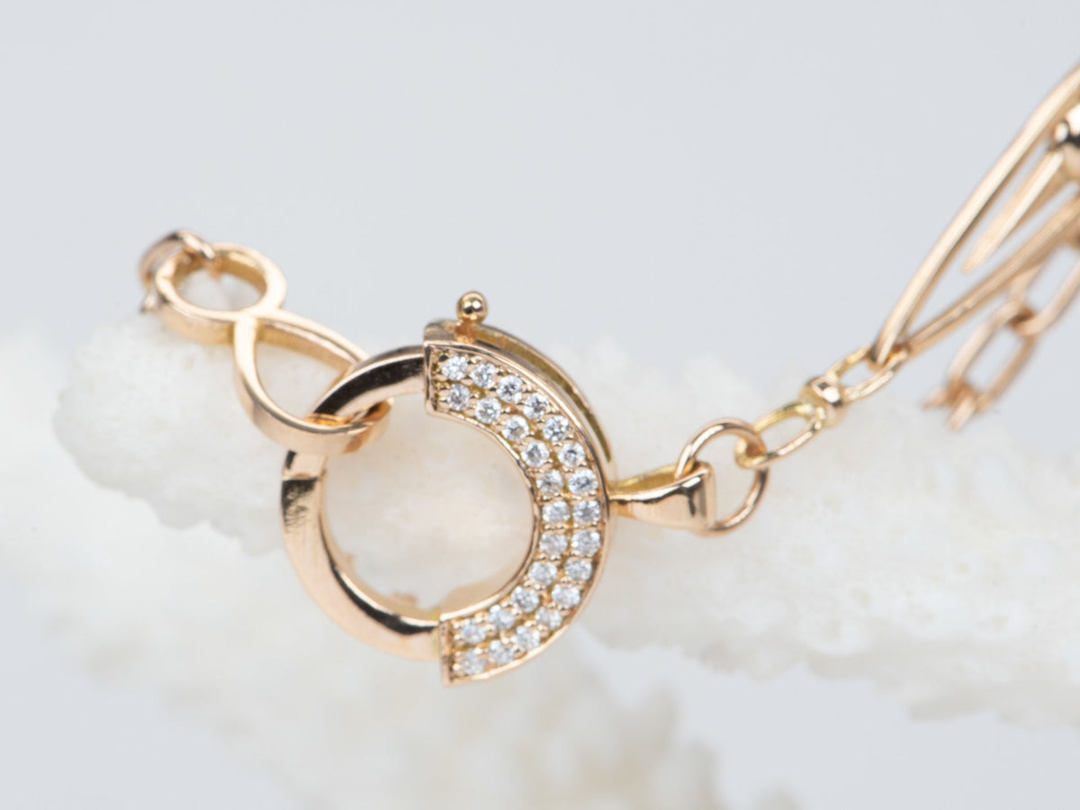 Unique 23" 18K Gold Chain Necklace with Diamond Spring Gate Clasp R4453 Aurora Designer