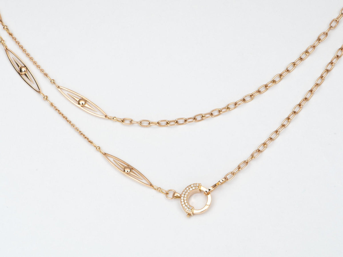 Unique 23" 18K Gold Chain Necklace with Diamond Spring Gate Clasp R4453 Aurora Designer
