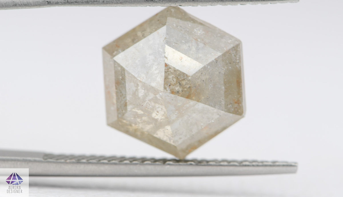 4.93ct Hexagon Shape Salt and Pepper Diamond, 11.6*10.3*5.3mm SPH14