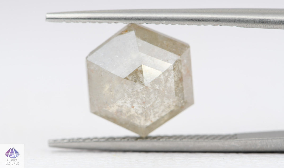 4.93ct Hexagon Shape Salt and Pepper Diamond, 11.6*10.3*5.3mm SPH14
