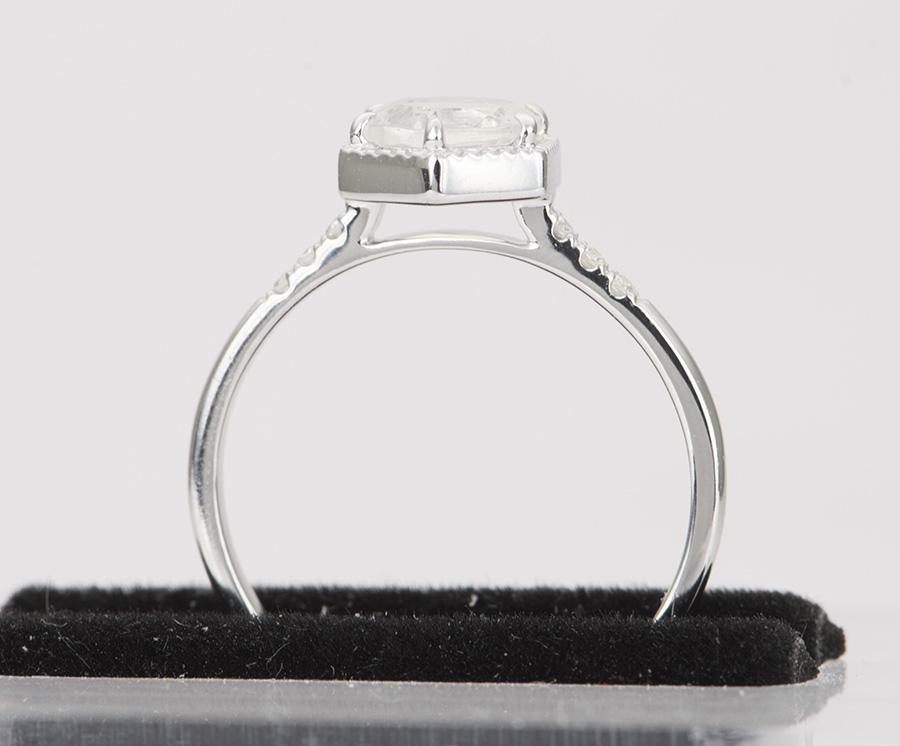 Aurora Designer - 6mm Moonstone Center 14K Gold Hexagon Setting