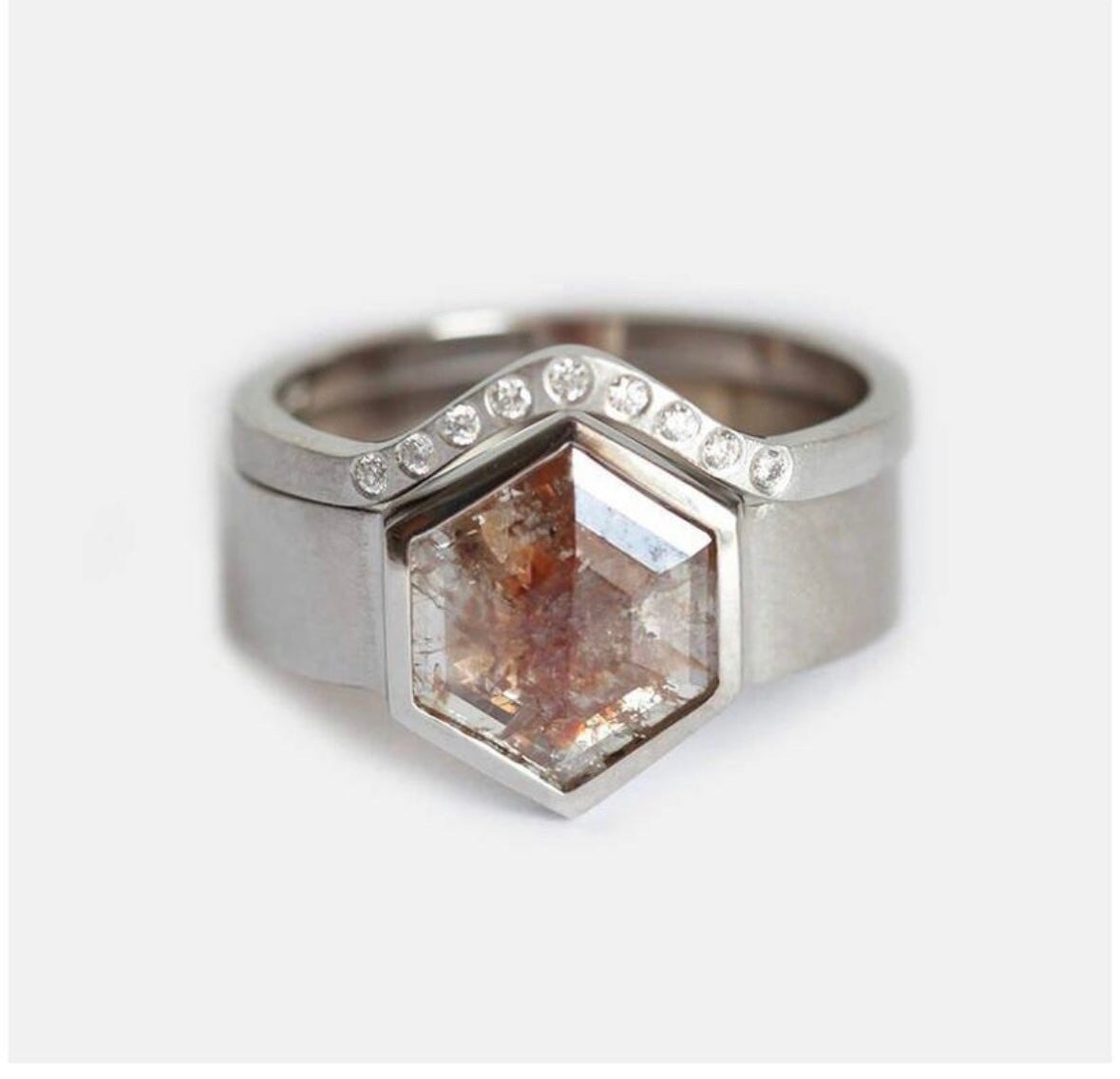 Custom Listing for Maricela*** Custom Engagement Ring Set 14K White Gold Aurora Designer