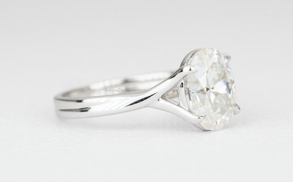 9*7mm Oval Moissanite Engagement Ring 14K Gold 4-Prong Solitaire AD1711
