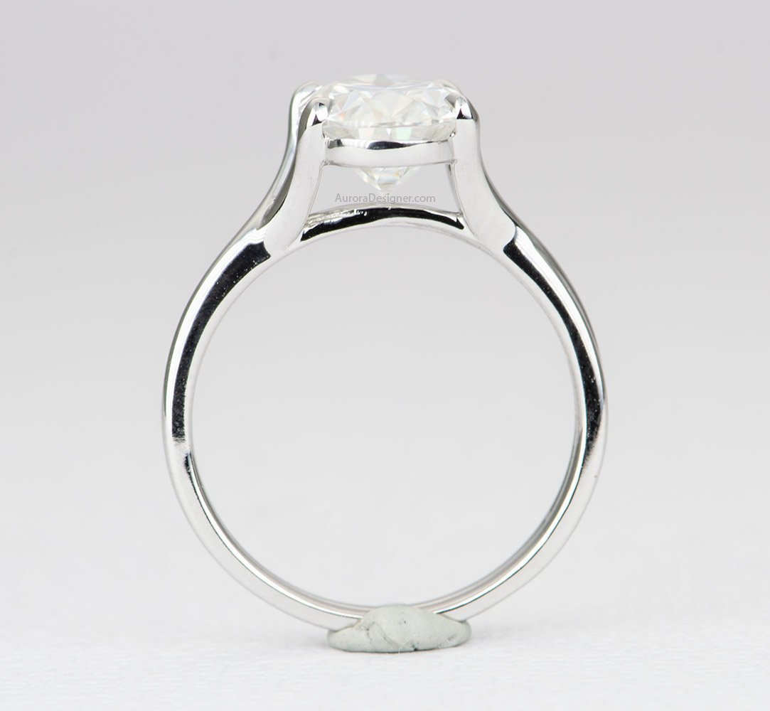 9*7mm Oval Moissanite Engagement Ring 14K Gold 4-Prong Solitaire AD1711