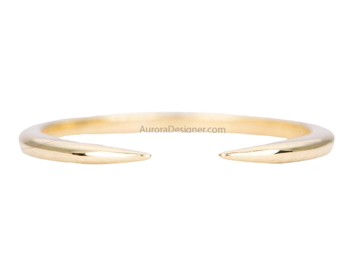 Solid Gold Open End Claw Wedding Band 14K 18K Ring Stacking Rings Stackable AD1126G Aurora Designer