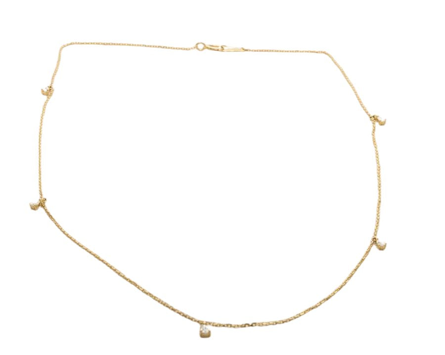 Ready to ship! Five Teardrop Diamond Pendant on 18K Gold Chain Necklace AD1224 Aurora Designer
