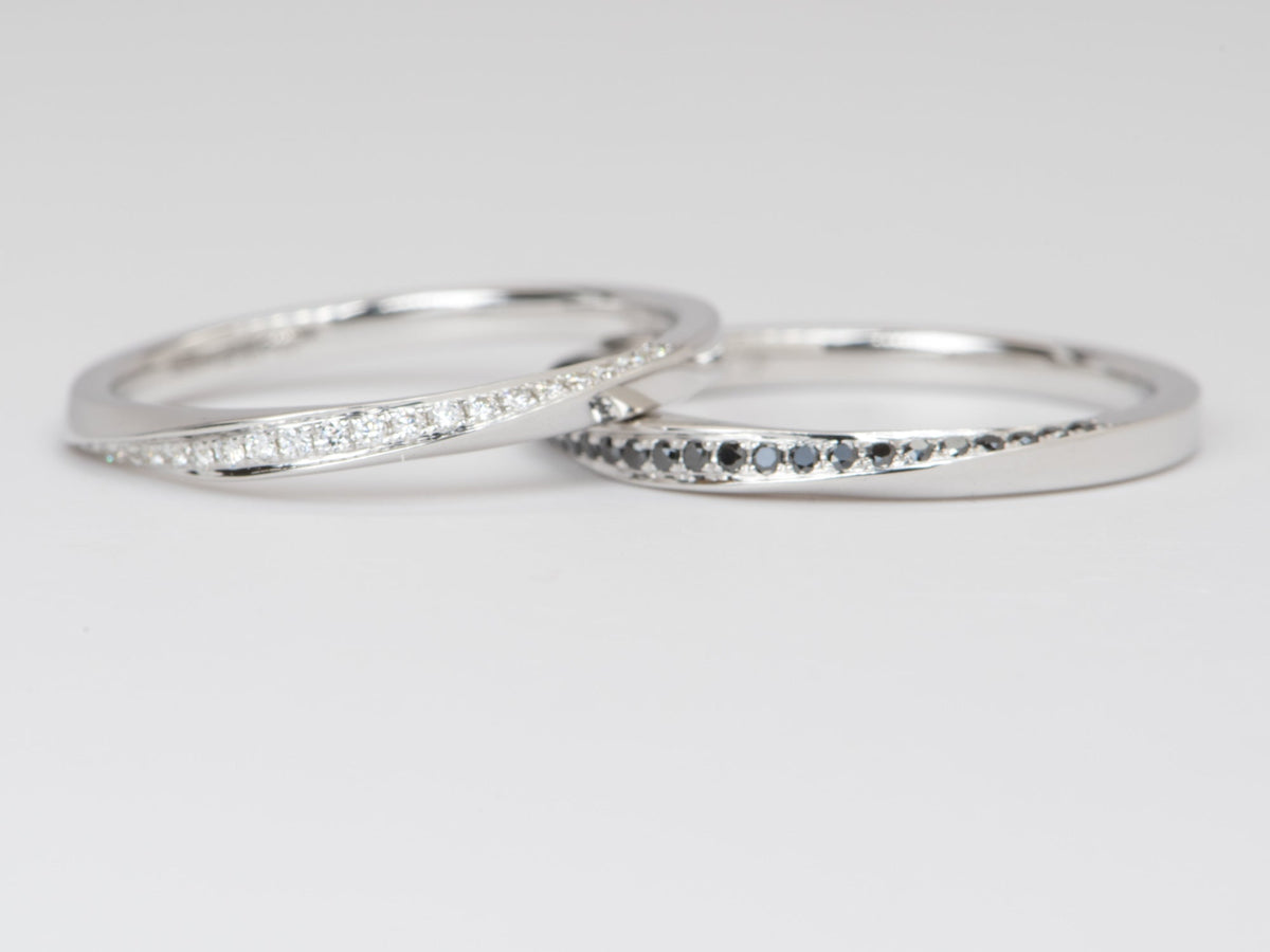 Mobius Diamond Pave Ring Unique Wedding Band 14K Gold Half Eternity AD1228 Aurora Designer