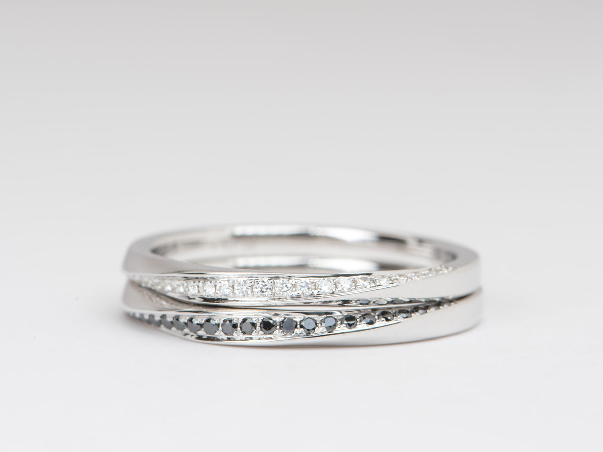 Mobius Diamond Pave Ring Unique Wedding Band 14K Gold Half Eternity AD1228 Aurora Designer