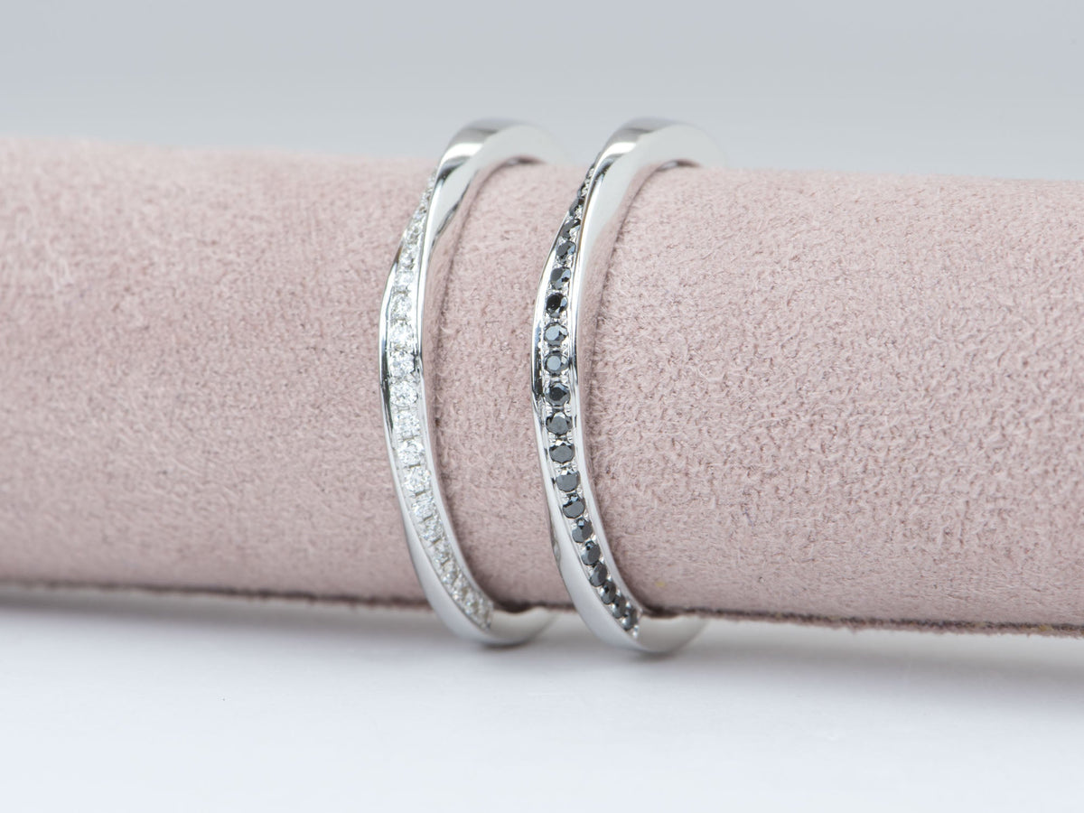Mobius Diamond Pave Ring Unique Wedding Band 14K Gold Half Eternity AD1228 Aurora Designer