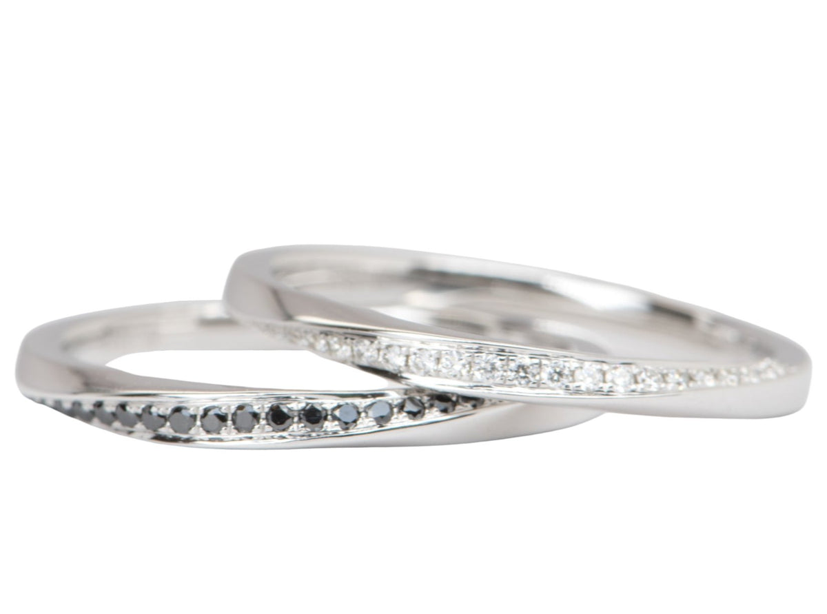 Mobius Diamond Pave Ring Unique Wedding Band 14K Gold Half Eternity AD1228 Aurora Designer