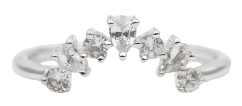 Aurora Designer Pear Shape and Round White Sapphire 14K Gold