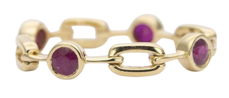Ruby Bezel Set 18K Gold Flexible Band Wedding Ring Flexi Chain Unique AD1255 Etsy